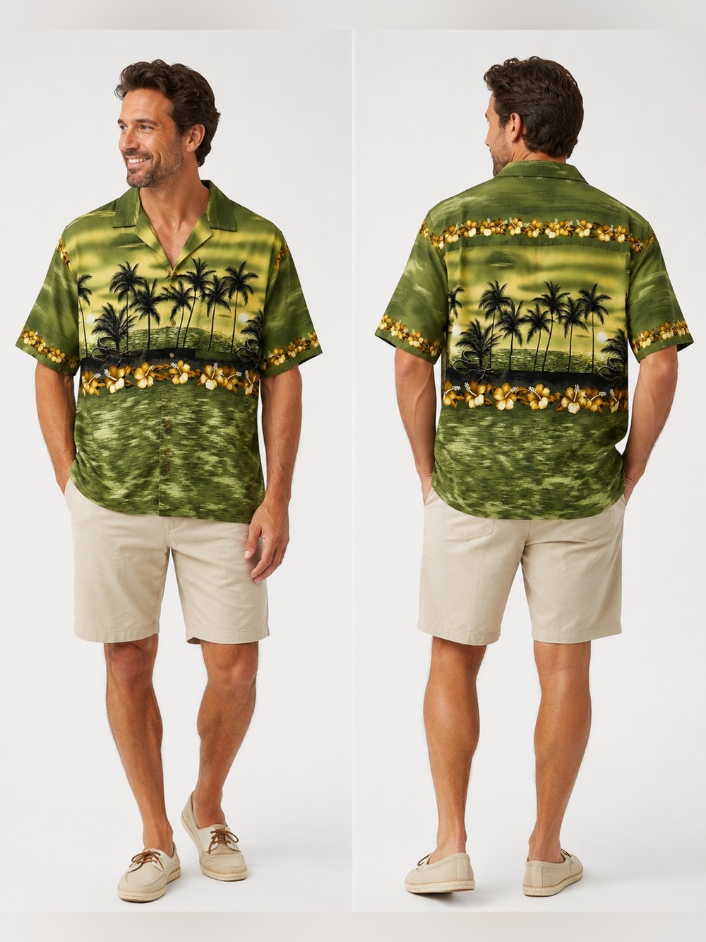 Vintage Winnie Fashion Hawaii Aloha Men’s XL Palm Tree Hibiscus Made Hawaii
